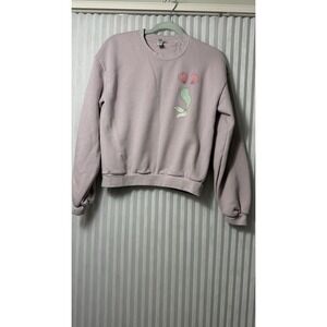 American Apparel Cropped Sweatshirt ReFlex Fleece Cute Mermaid Sunglasses Pink S